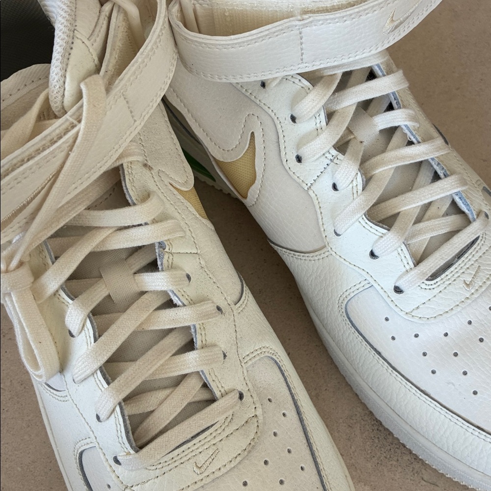 New ! Nike AIR  FORCE HIGH TOP  , NEW Off-White and Lime Sneakers - Picture 2 of 6